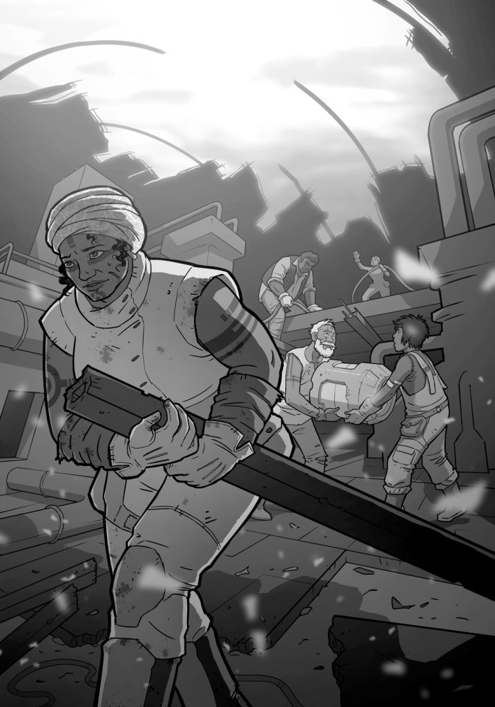 A group of salvagers hard at work